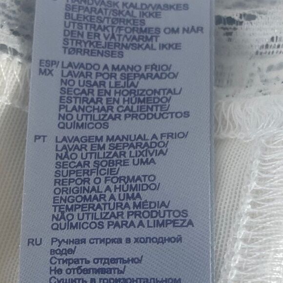 NYDJ Navy/White Abstract Striped Tie Waist Dress Sz 10 - Picture 9 of 10